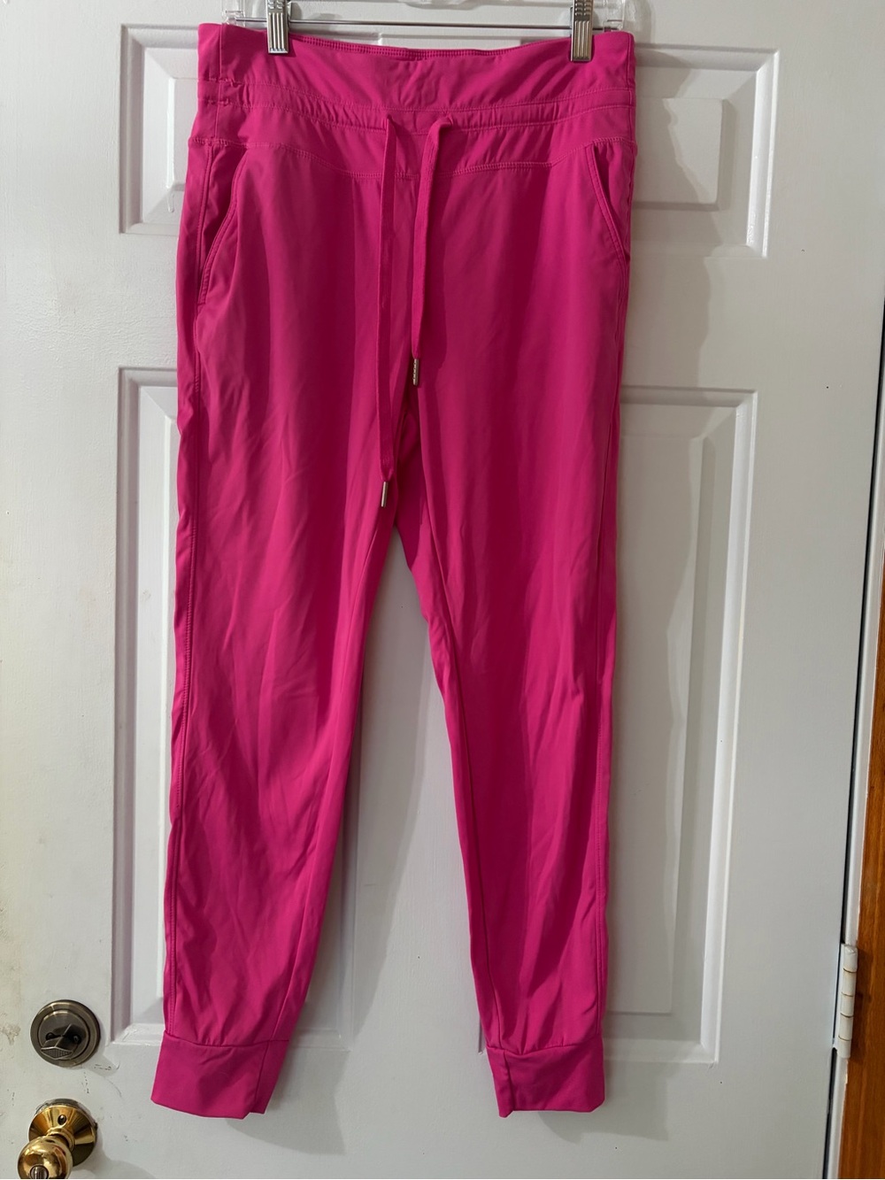 Hot Barbie Pink Drawstring Athletic Joggers. Size large petite.